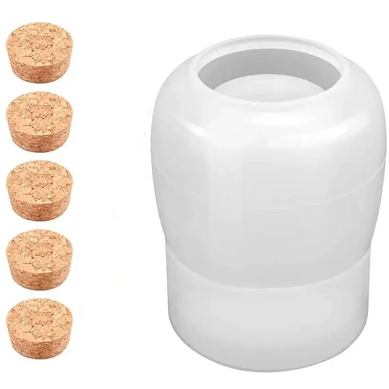 Jar hars mallen siliconen met 5 stuks kurk deksels, schattige fles siliconen mallen voor epoxyhars, doe-het-zelf mallen voor Stash Jar, opslagfles