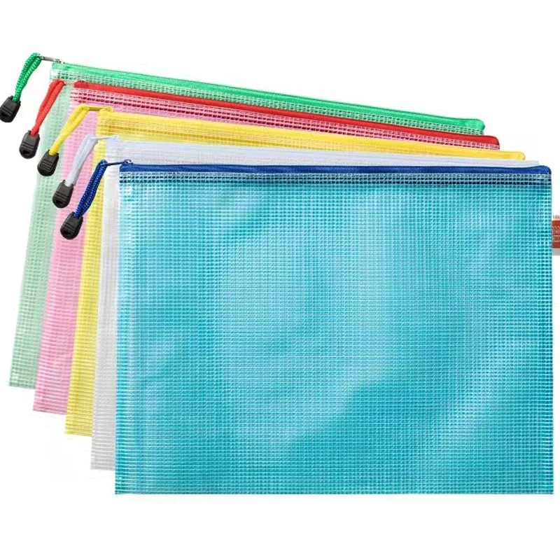 

6Pcs A3 A4 A5 A6 Waterproof Plastic Zipper Paper File Folder Book Pencil Pen Case Bag File Document Bags Office Student Supply