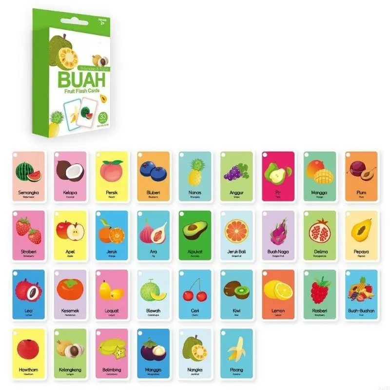 33pcs Bahasa Indonesia Inglés Lengua Set para niños Uso educativo