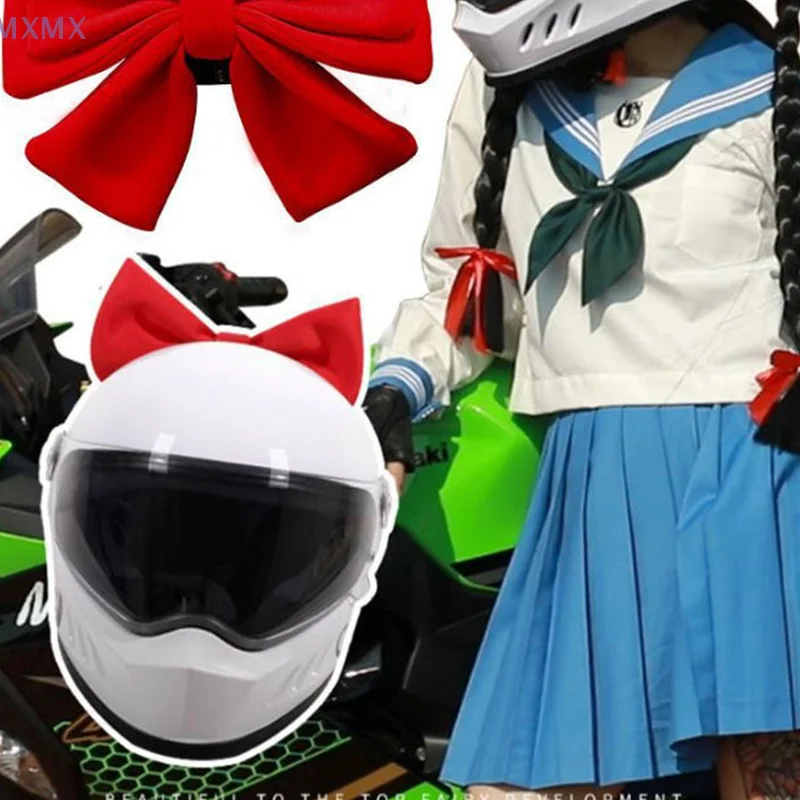 {MX} Cute Large Bowknot Motorcycle Helmet Decals Quick Release Helmet Bow Ornament For Electric Bike Decor