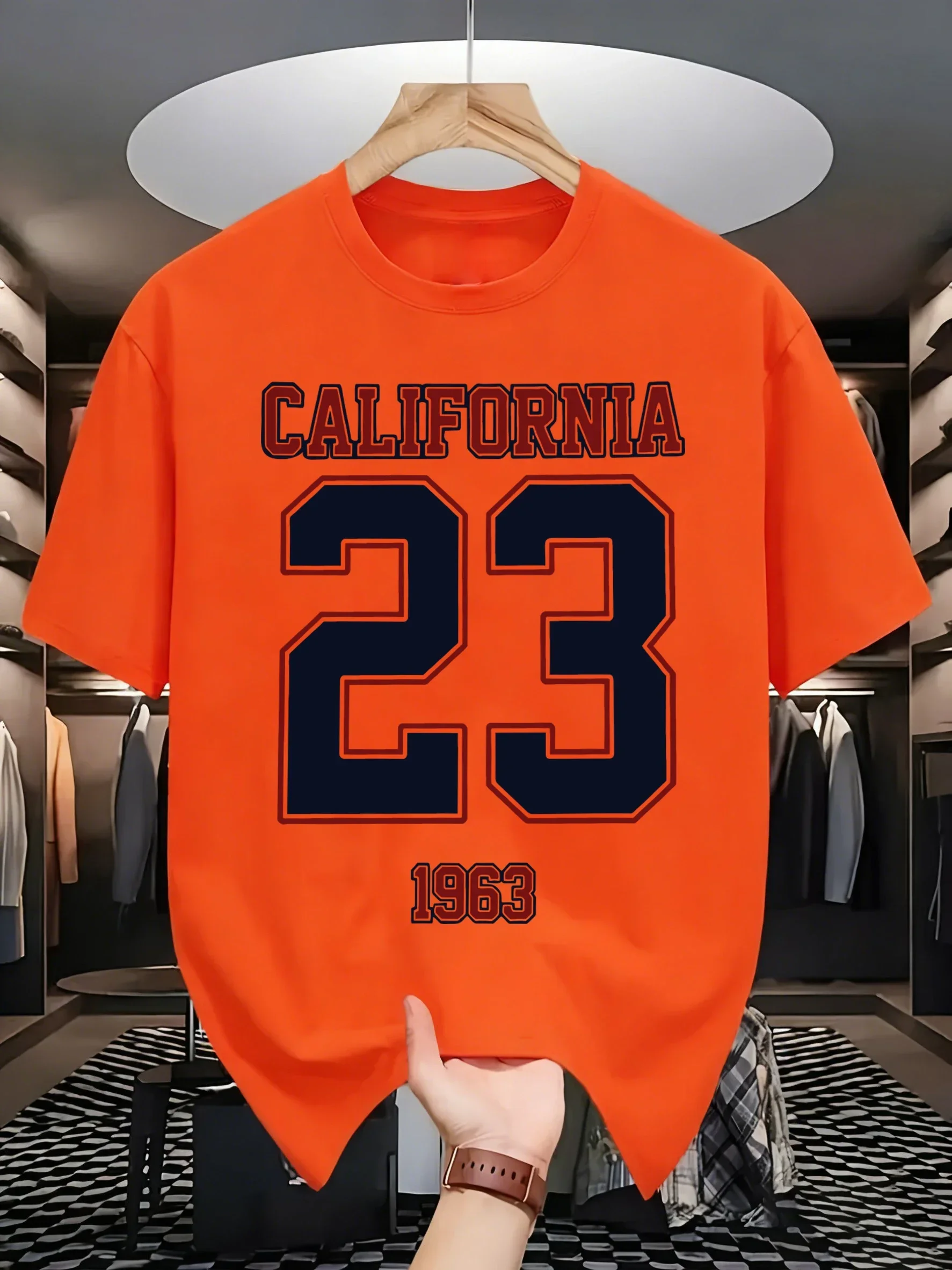 California Number 1963 Pattern S-3Xl Sport T-Shirts Men Fashion O-Neck T Shirt Cotton Loose Clothes All-Match Casual Streetwear