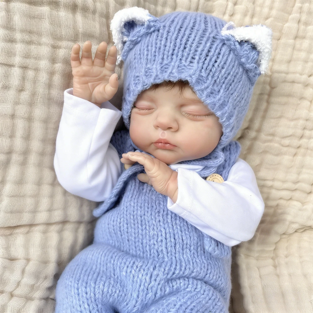 BZDOLL 48cm 19インチ 眠っているリボーンドール 3Dスキン ベビー人形 おもちゃ 本物そっくりのビニール製手足 布製ボディ リアルな外観の人形 手作り