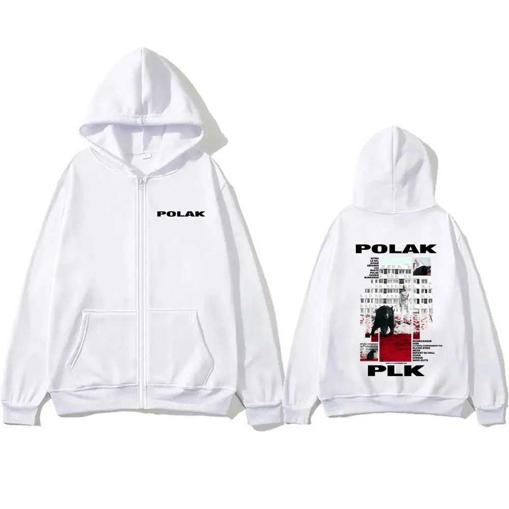 ラッパーPLKポーラックプリントジッパーフーディーメンズヴィンテージカジュアルオーバーサイズジャケットコートメンズレディースヒップホップファッションポップミュージックジップアップフーディー