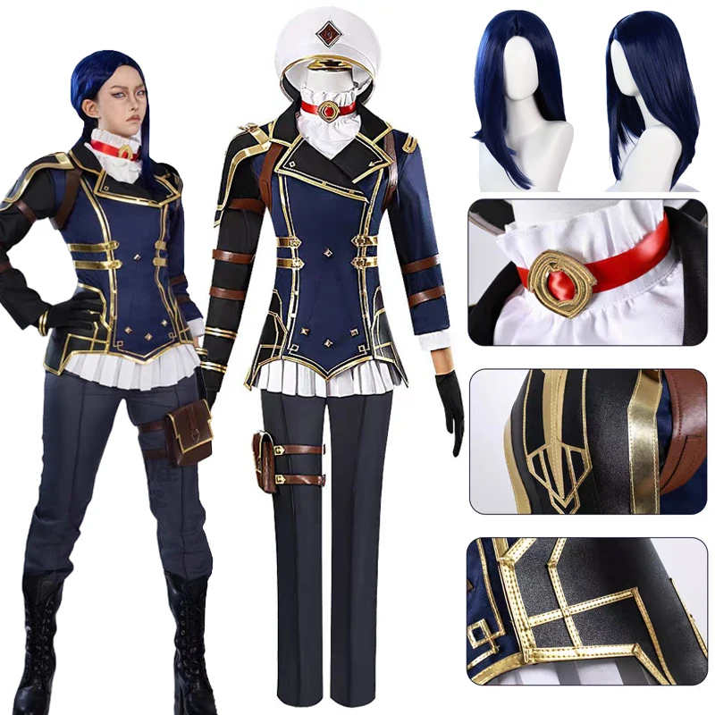 Game LOL Caitlyn Kiramman Cosplay Costume Policer Woman Uniform Pants Jacket Halloween Christmas Con Clothes Suit