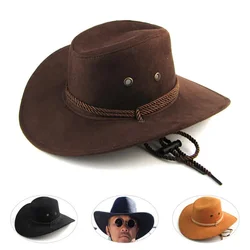 Chapéu de cowboy ocidental esmagável abas largas masculino, boné de equitação, prensagem presente