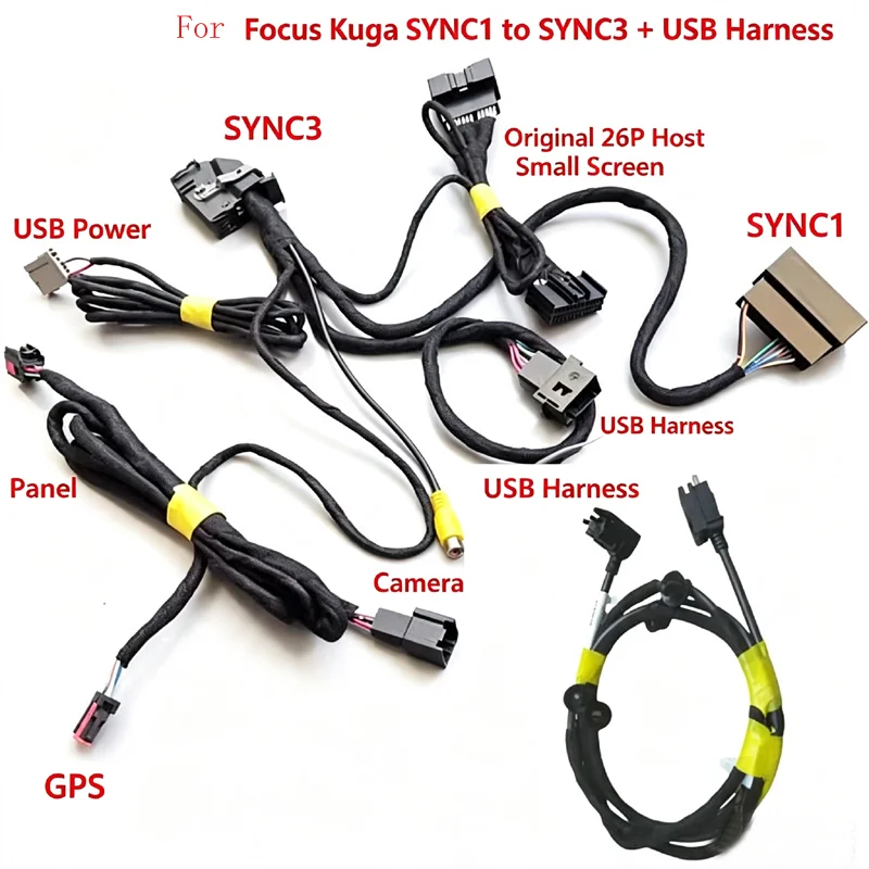 For Ford Focus KUGA Sync1 Upgrade to Sync3 USB Wiring Harness Cable