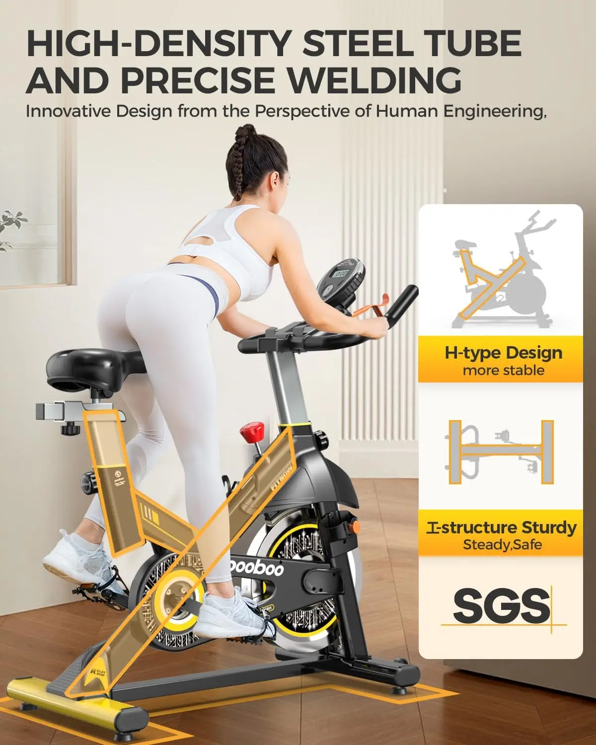 Exercise Bike, Adjustable Magnetic/Brake Pad Resistance Silent Belt Drive, Indoor Cycling Bike for Home Cardio