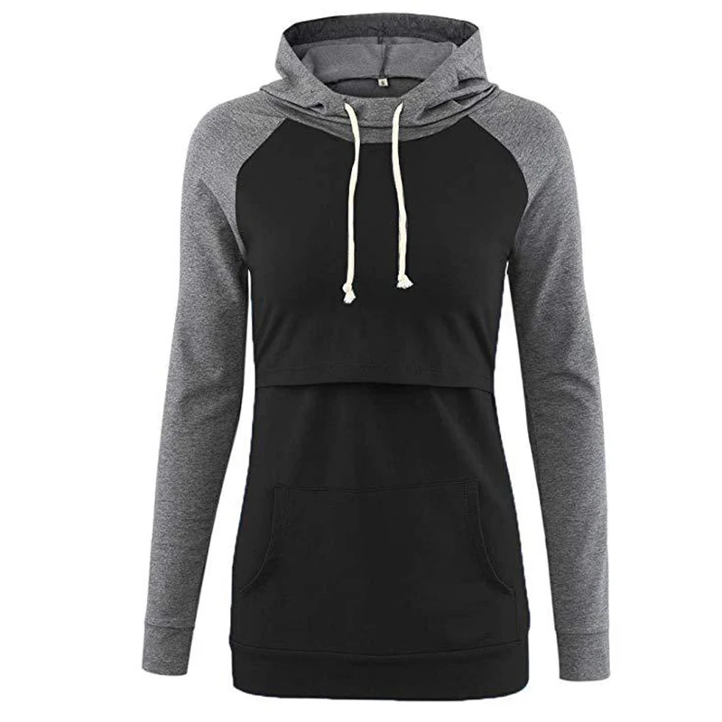 Maternity Sweatshirt Women Nursing Maternity Long Sleeves Hooded Breastfeeding Hoodie Pregnant Women Long Sleeve Hooded Sweater