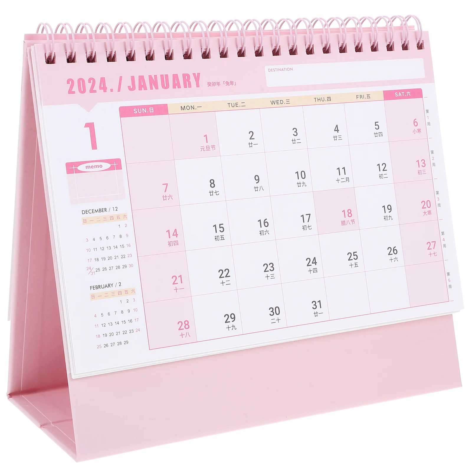 

2024 Desk Calendar Sep Dec Standing Calendar Months Agenda Planner Coil Binding Large Ruled Blocks Home Office Pink