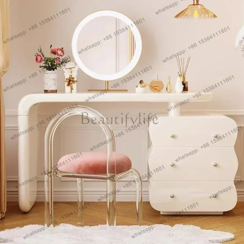 LJY Luxury White Vanity Table Wooden Aesthetic Beauty Drawers Bedroom Dresser Living Room Storage Vestidores Muebles De Dormitor