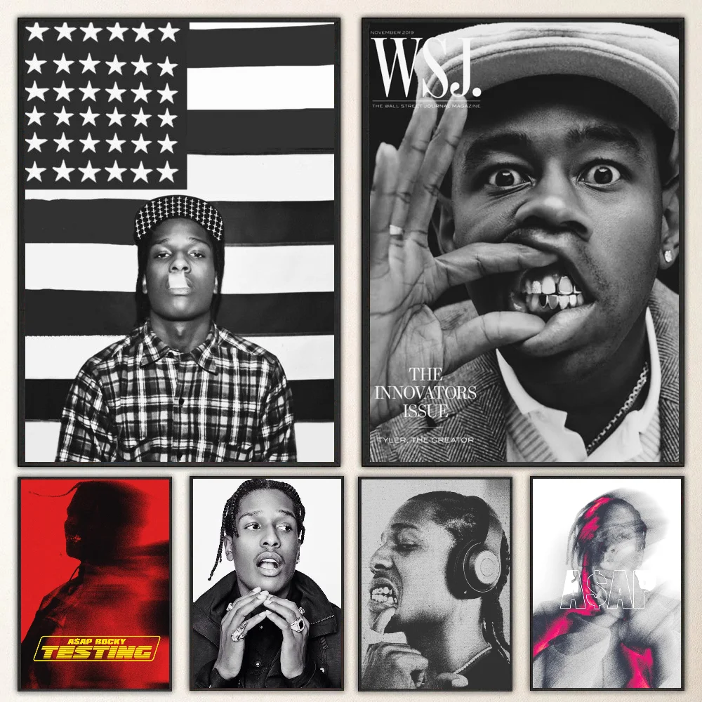 1pc A$APS Rocky ASAP American Rapper Poster Self-adhesive Art Waterproof Paper Sticker Coffee House Bar Room Wall Decor
