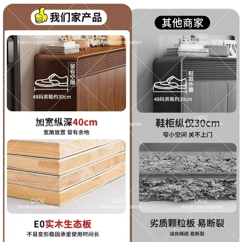 Solid Wood Thickened Shoe Cabinet Large Capacity Entrance Storage Cabinet Wall Mounted Cabinet For Home