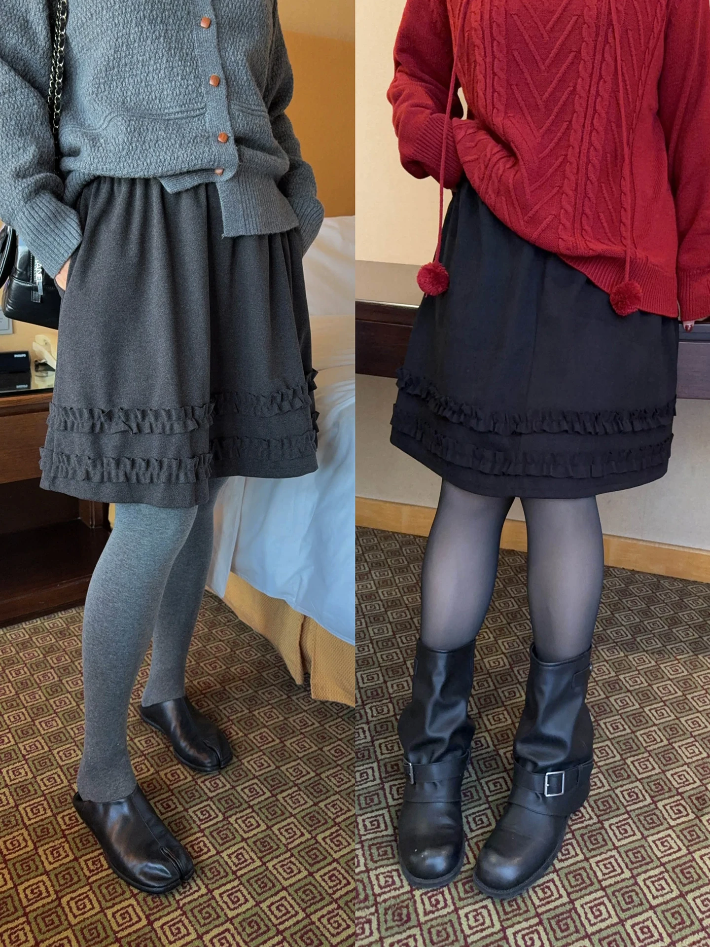 

Warm Woolen A-Line Skirt VOGANA High Waist Flared Hem Commute Sle plus Size Women's Faion Spring Autumn Winter