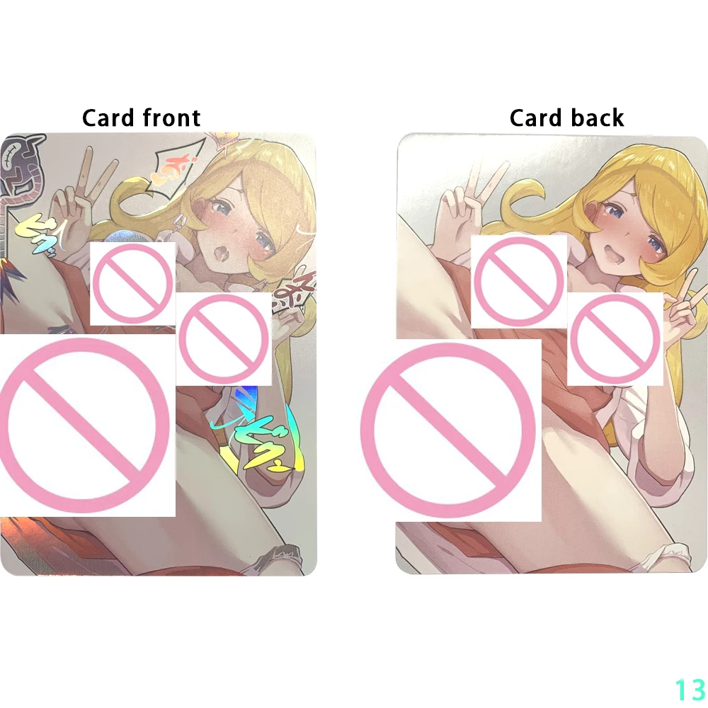 Sexy Anime Nude Collection Card Lillie Cynthia Big Chested Big Butt Beauty Naked Girl Card Refractive Color Flash Gifts 63*88mm