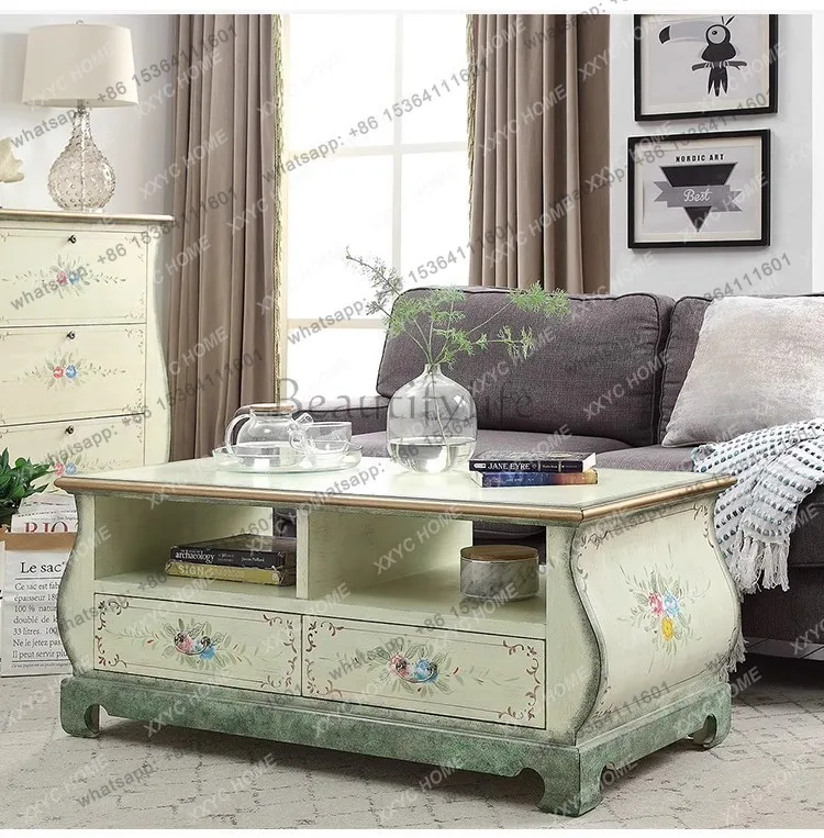 living room LCD TV cabinet coffee table combination  end view audio-visual cabinet