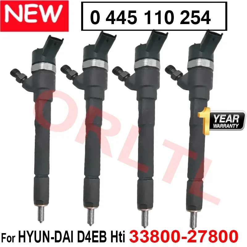 4PCS 0 445 110 254 0445110254 33800-27800 for HYUNDAID 33800 27800 PSA GROUP 1980 EA 1980K2 86565889 Common Rail Diesel Injector