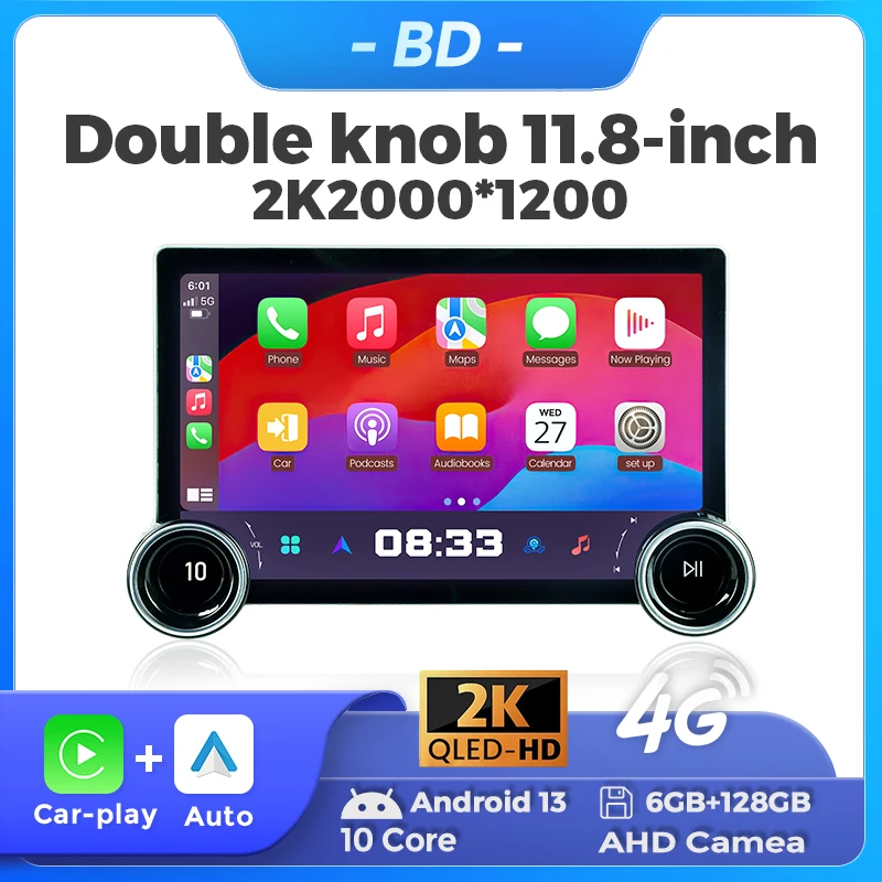 

Android 13 10 Core AHD Camea 6G+128G BT For universal car multimedia Video player Car-play Android Auto 11.8inch Double knob 2K