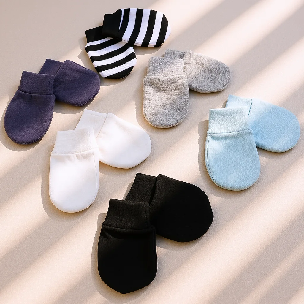 

No Scratch Baby Mittens Anti-Scratch Infant Gloves Soft Cotton Newborn Hand Protectors Washable Comfortable For Newborns