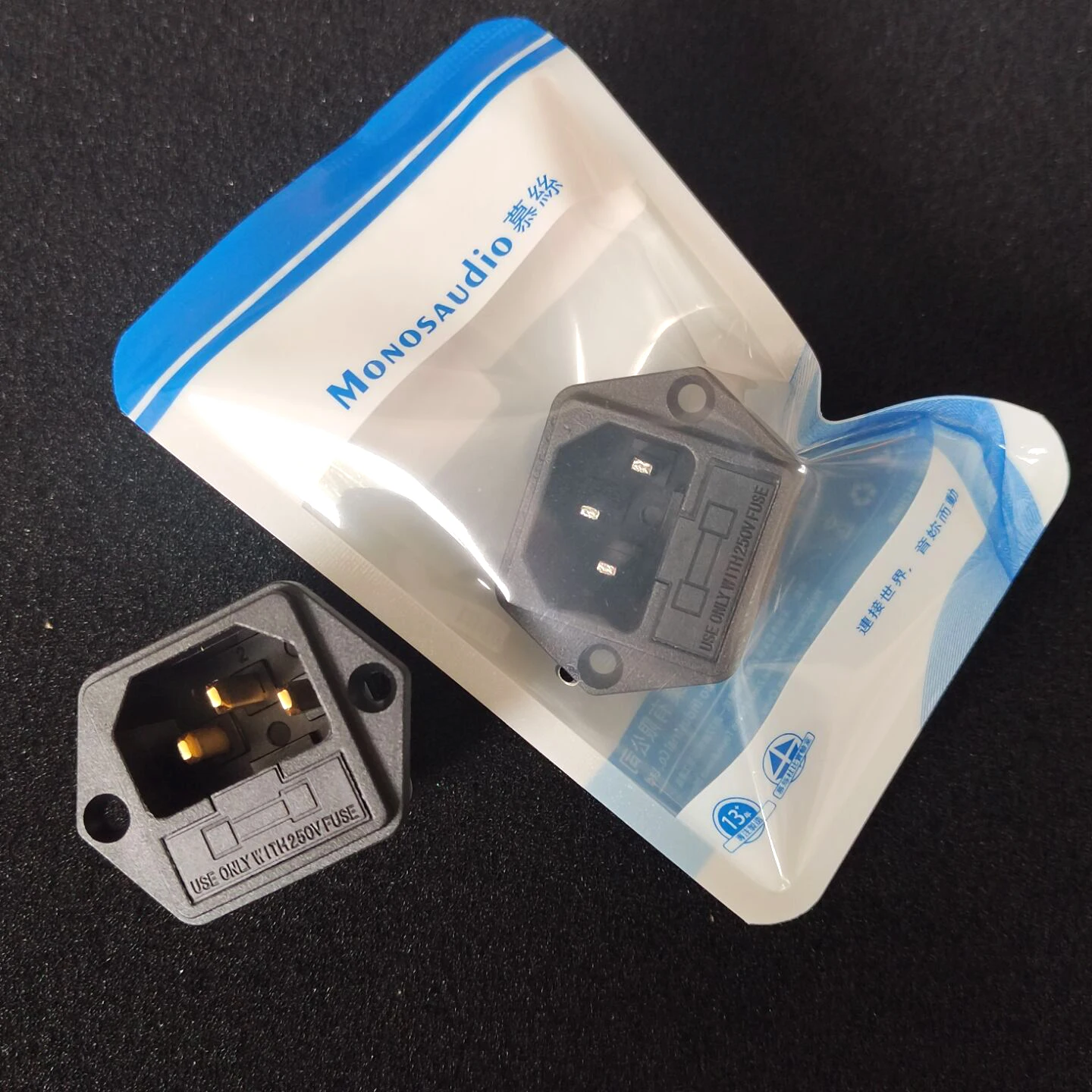 Monosaudio IF76 Fused IEC Socket with Fuse Holder 24K Gold Plated or Rhodium Plated IEC Connector Inlet