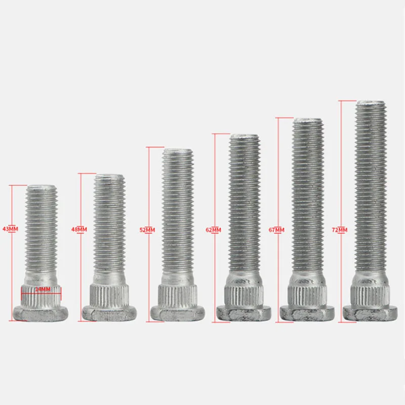 1PC Forged Spline Wheel Hub Lug Bolt 14mm Spline Dia L=43-72mm Auto Tuning Screw For Reiz Mazda Cruze Ford Focus