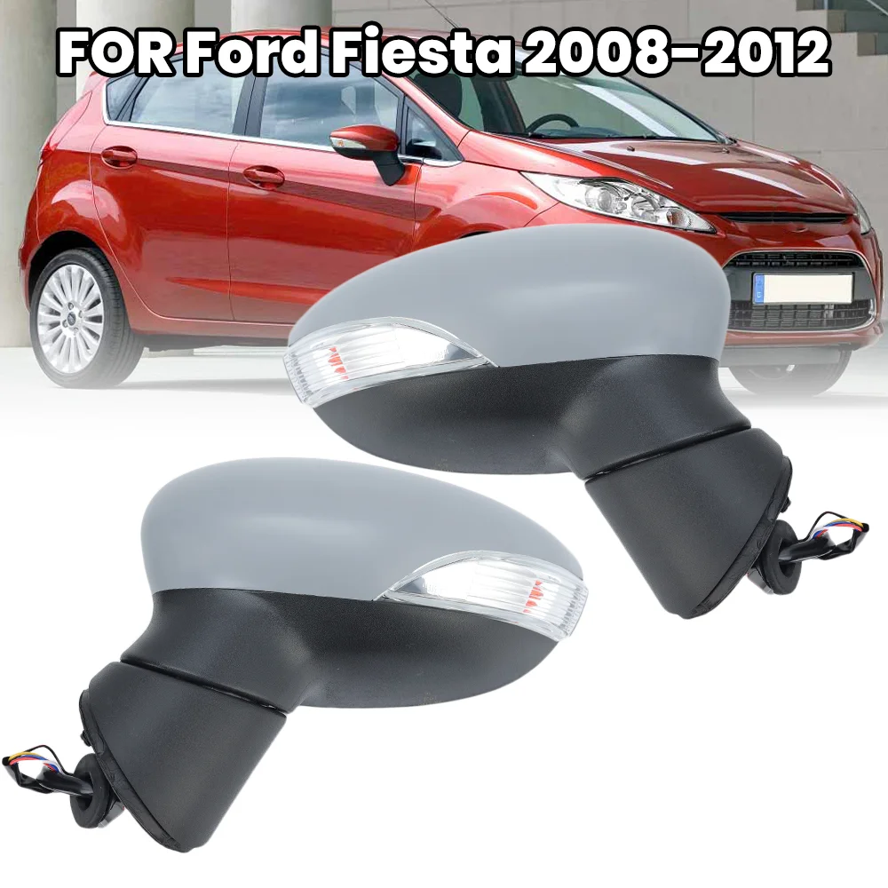 

6 Pins Side Door Mirror Assembly For Ford Fiesta MK7 2008-2012 Primer 8-Hole Socket Manual Folding Wing Mirror Car Accessories