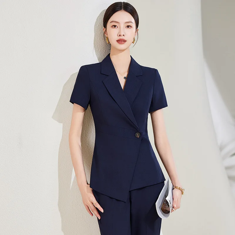 

Plus Size 5XL Summer Elegant Pantsuits for Women Business Office Work Wear Professional Female Trousers Set Career Blazers