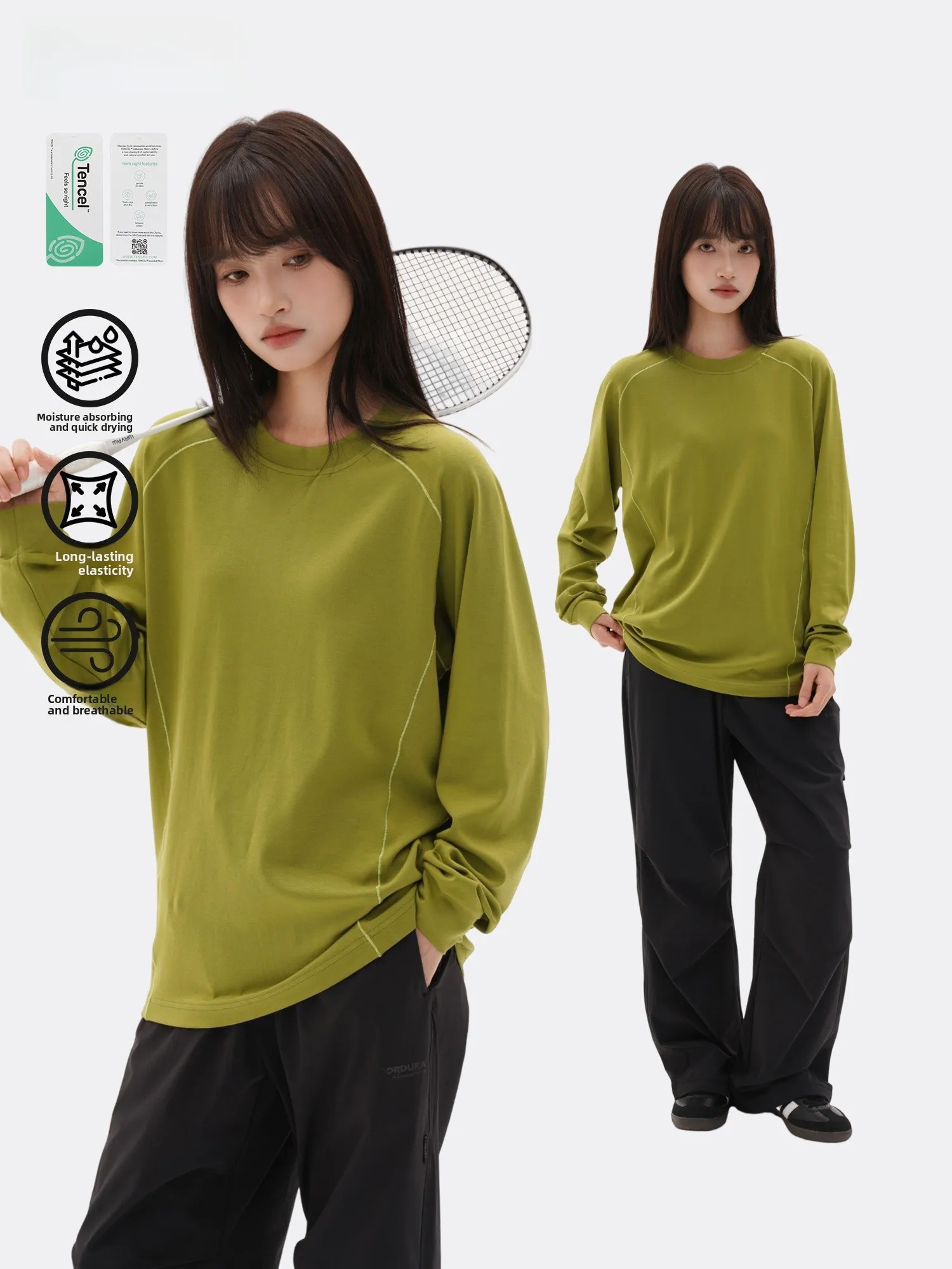 

Qui Dry Modal Long Sve T-irt ex Autumn Outdoor Sports oulder Insertion Base irt Color Blo Casual Loose Fit