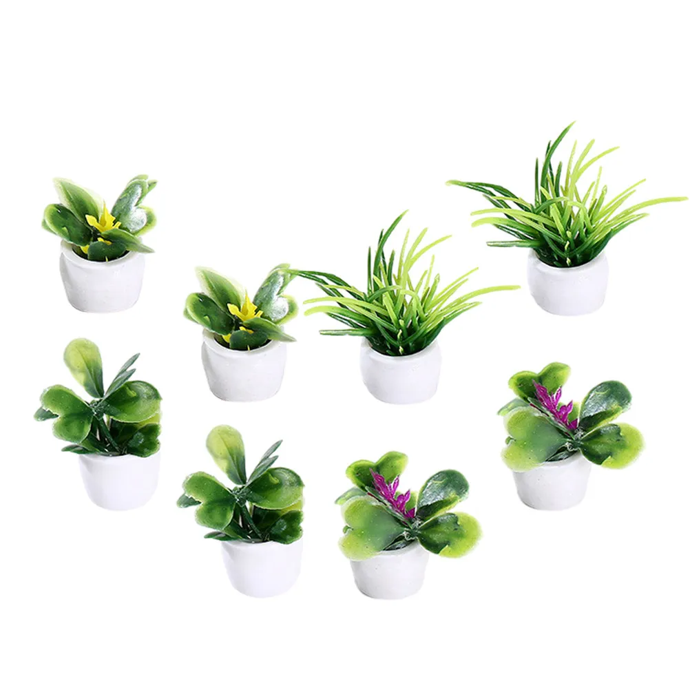 

8Pcs Lifelike Mini Bonsai Decor Artificial Potted Plants for Miniature House Landscape Micro Garden Dollhouse Supplies Desktop