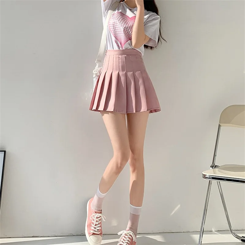 Sexy Women Pleated Skirt High Waist Mini Skirts Dance Tennis Solid Korean Preppy Style A-line Skirts Kawaii Student Girl Clothes