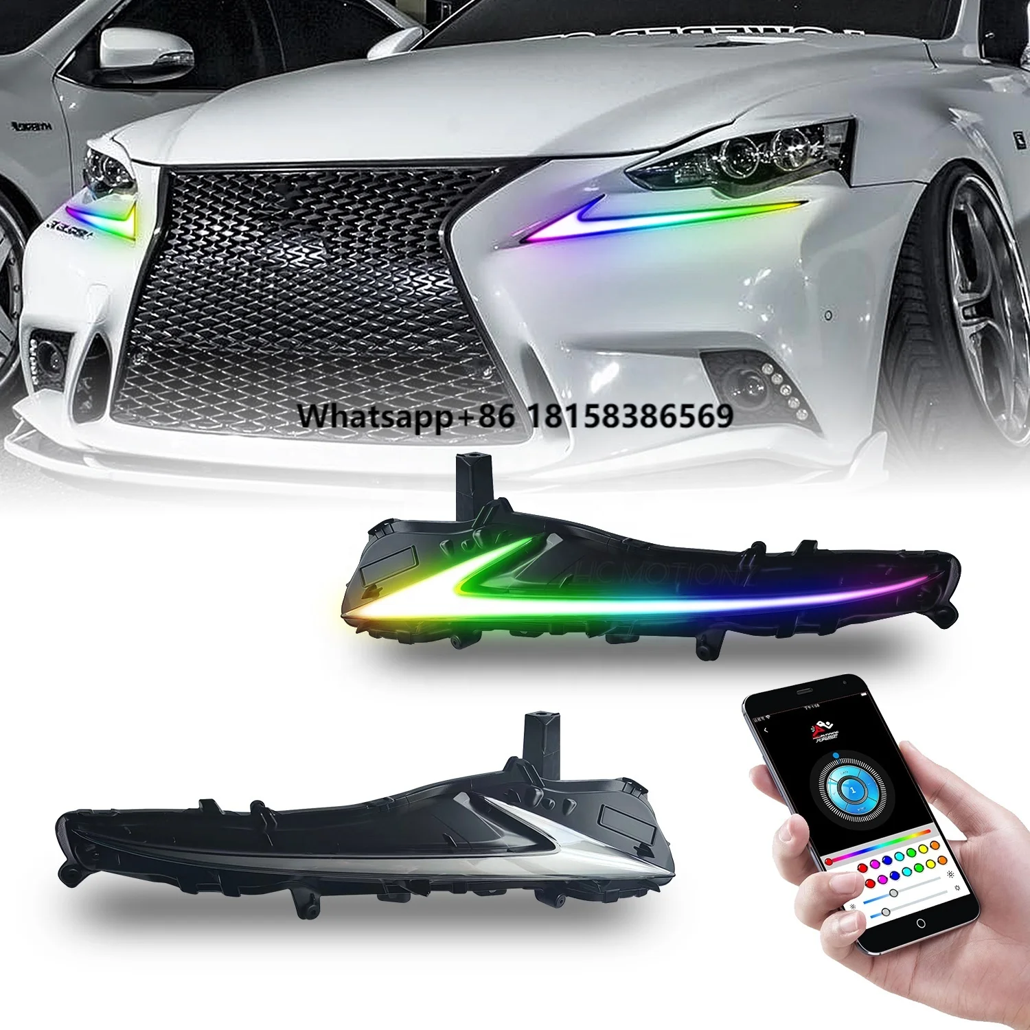 

HCMOTIONZ Sequential Turn Signal IS300 IS250 F LED Dazzle RGB DRL 2013 2014 2015 2016 Day Running Lights for Lexus IS350