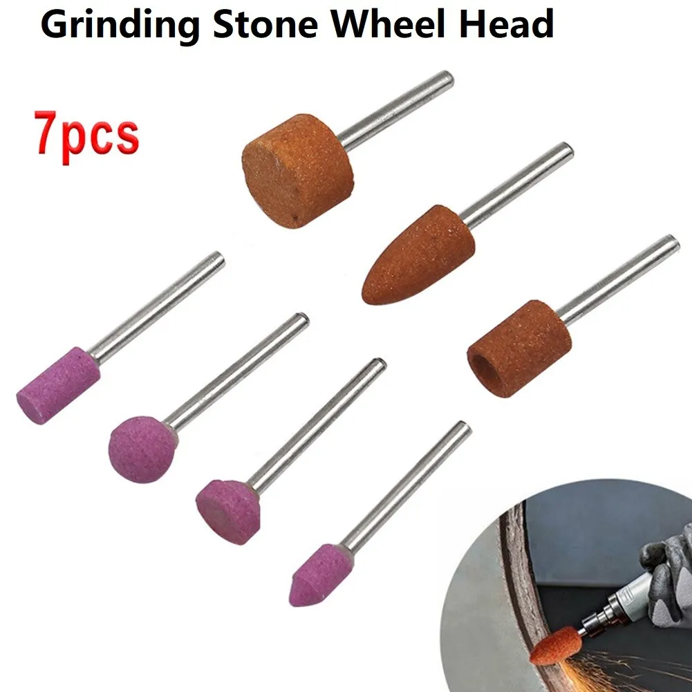 7pcs/Set Abrasive Mounted Stone Polishing Head Wheel Head Shank Grinding Head Stone Wheel Rotary Power Tools Accessories