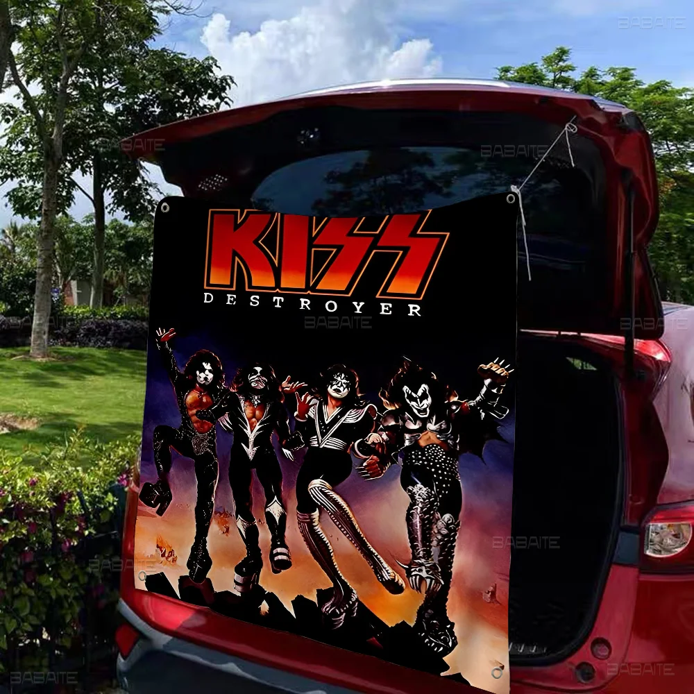 Vintage Heavy Metal Kiss Band Cartoon Flag Art Science Fiction Room Home Decor Wall Hanging Home Decor Banner