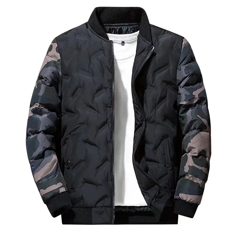 Men Winter Warm Baseball Jacket 5XL Plus Size Cotton Coat Outerwear Camouflage   Cotton-padded Jacket Clothes