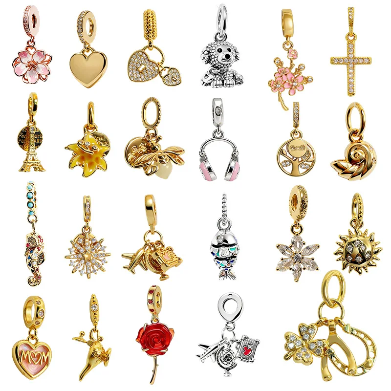 Original-Perle, Funkelnder Anhänger Blau Geschuppenförmiger Fisch & Flugzeug-Globus-Charm-Perle Passend für Anhänger-Armband Damenschmuck Geschenk