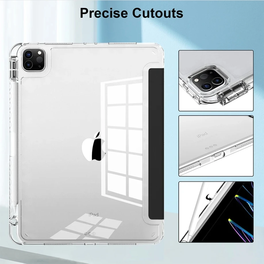 Clear Crystal Tablet Case With Pen Slot For iPad Pro 11 2018/2020/2021/2022 1st/2nd/3rd/4th PU Leather Flip Magnetic Stand Cases image 4