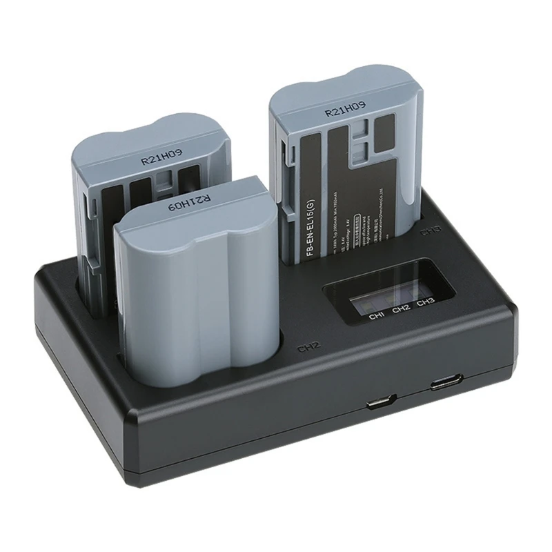 EL15 Battery Dock with 3 Bays, LCD View and USB Input