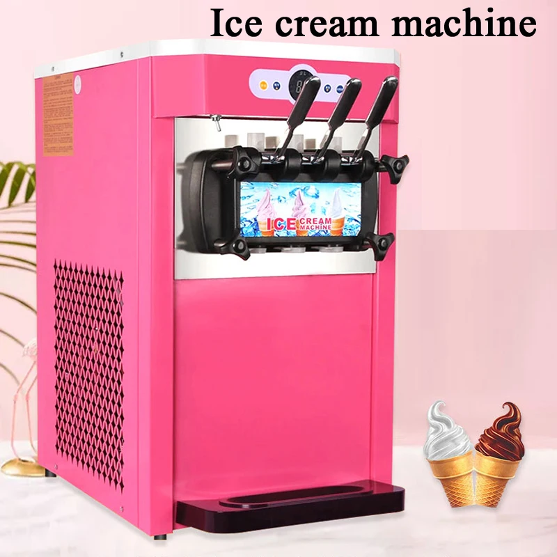 PreCooling 2200W Commercial Soft Ice Cream Machine 3 Flavors Auto Clean LCDPanel for Restaurants Snack Bar