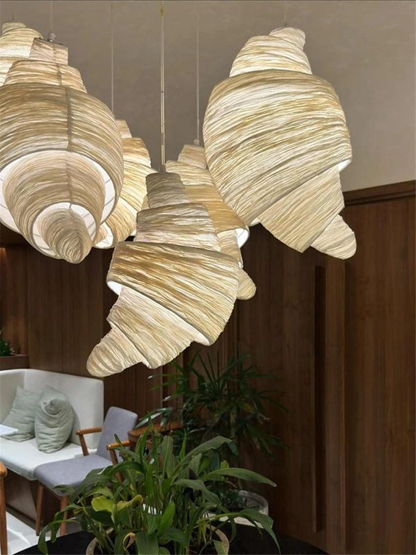 Imagem -03 - Croissant Shape Fabric Pendant Lamps Indoor Pendant Lights Restaurante Bar Hotel Decoração de Personalidade Padaria Criativo Nórdico