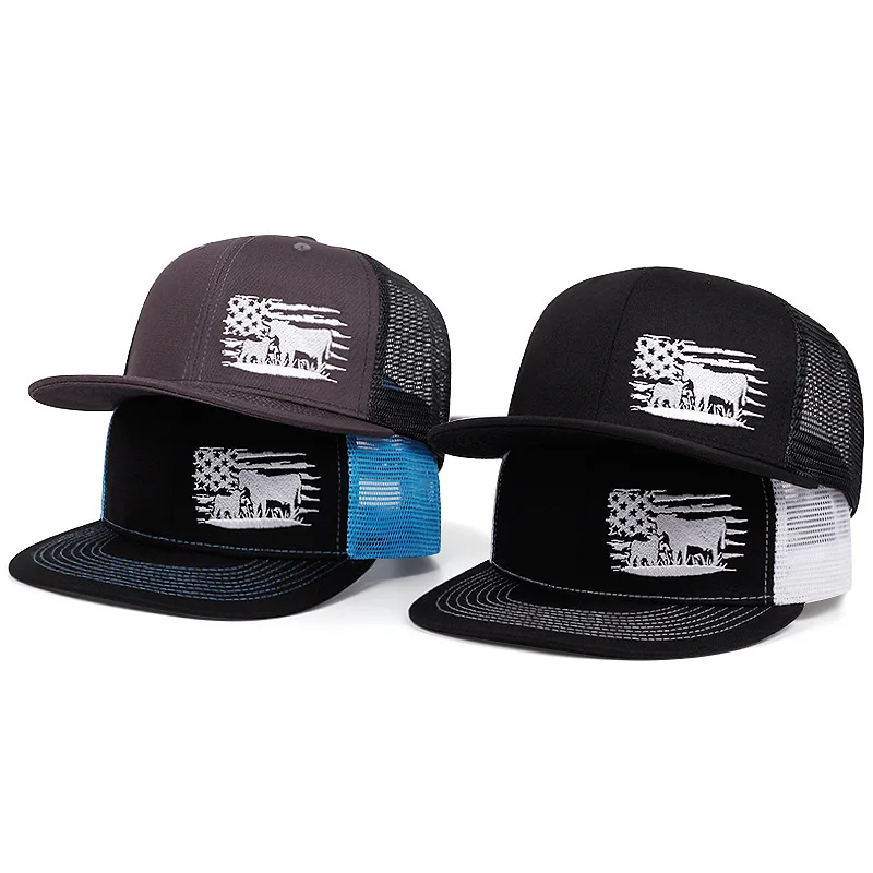 

Flat Brim Trucker Cap New Hip-Hop Summer Mesh Hat Sunshade Sunscreen Casual Fashion Item Snapback Hat