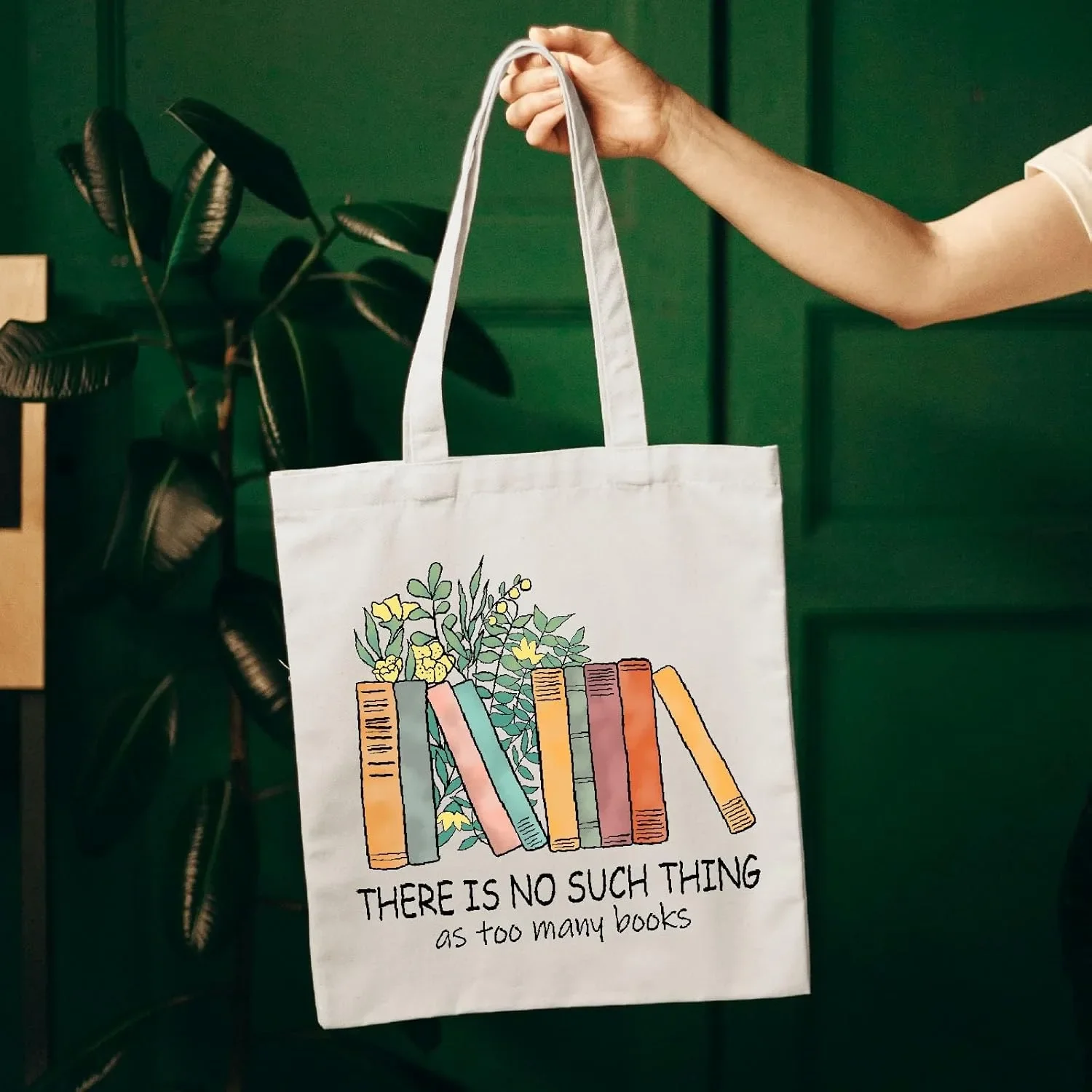 There Is No Such Thing As Too Many Books Tote Bag Makeup Bag Book Lovers Tote Bag Library Tote Shopper Women's Tote Bag