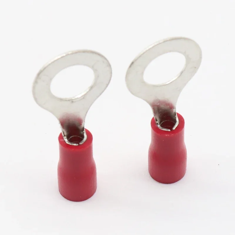 RV1.25-6 Red 22-16 AWG 0.5-1.5mm2 Insulated Ring Terminal Connector Cable Wire Connector 100PCS/Pack RV1-6 RV