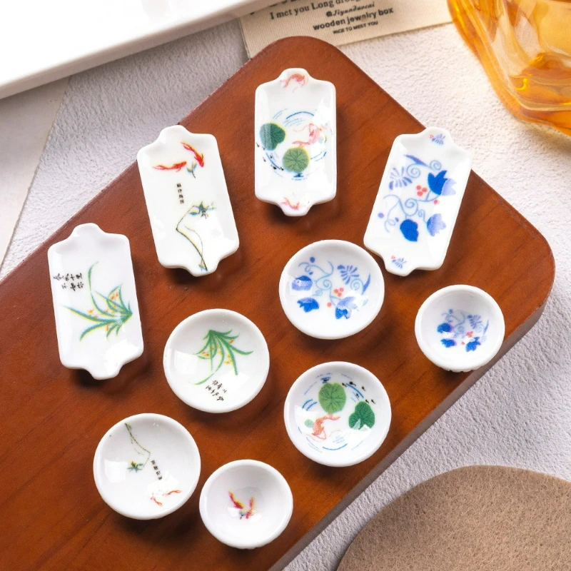 

10/15/20PCS Miniature Cute Resin Plate Dollhouse Decor Creative Chinese DIY Accessories Dinner Plate Fairy Garden Ornament New
