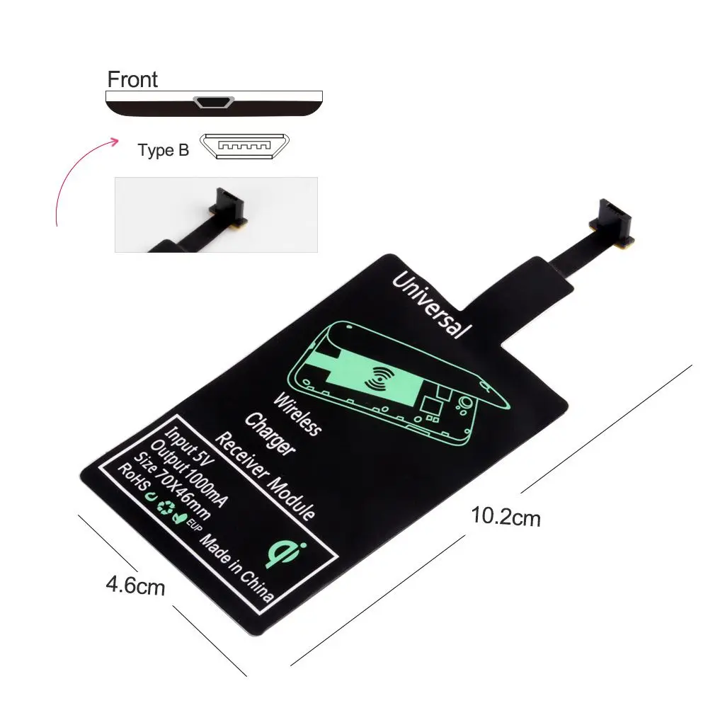 Induction Patch Qi Wireless Charging For Iphone 5 5s Se 6 6s For Android Type-C Charge Coil Adapter Mat Receiver Charger