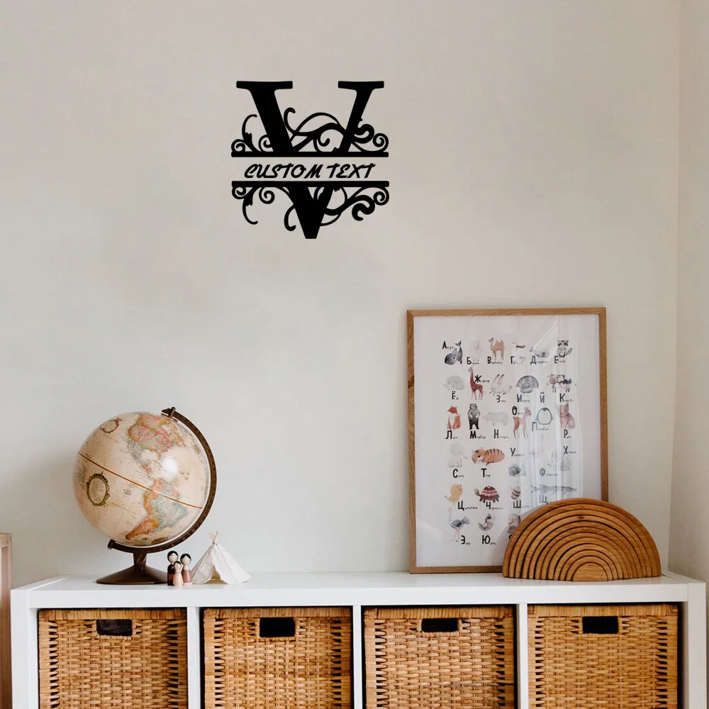 1 rouleau de papier peint vinyle personnalisé avec lettre V, décoration murale pour chambre à coucher, décoration de meubles, murale décorative