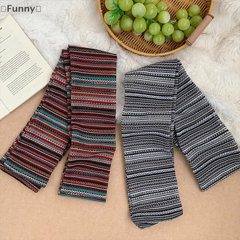 ómGrappig ParqueRetro Gebreide Kleurrijke Gestreepte Sjaal Herfst Winter Warme Hals Dikker Sjaal Populaire Dubbelzijdige Sjaal Accessoires Cadeau