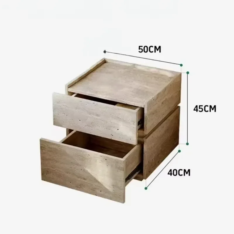 for Bedroom Nightstands Side Tables Cave Stone Style Vintage Light Luxury Bedside Table with Integrated Lighting Home Decor