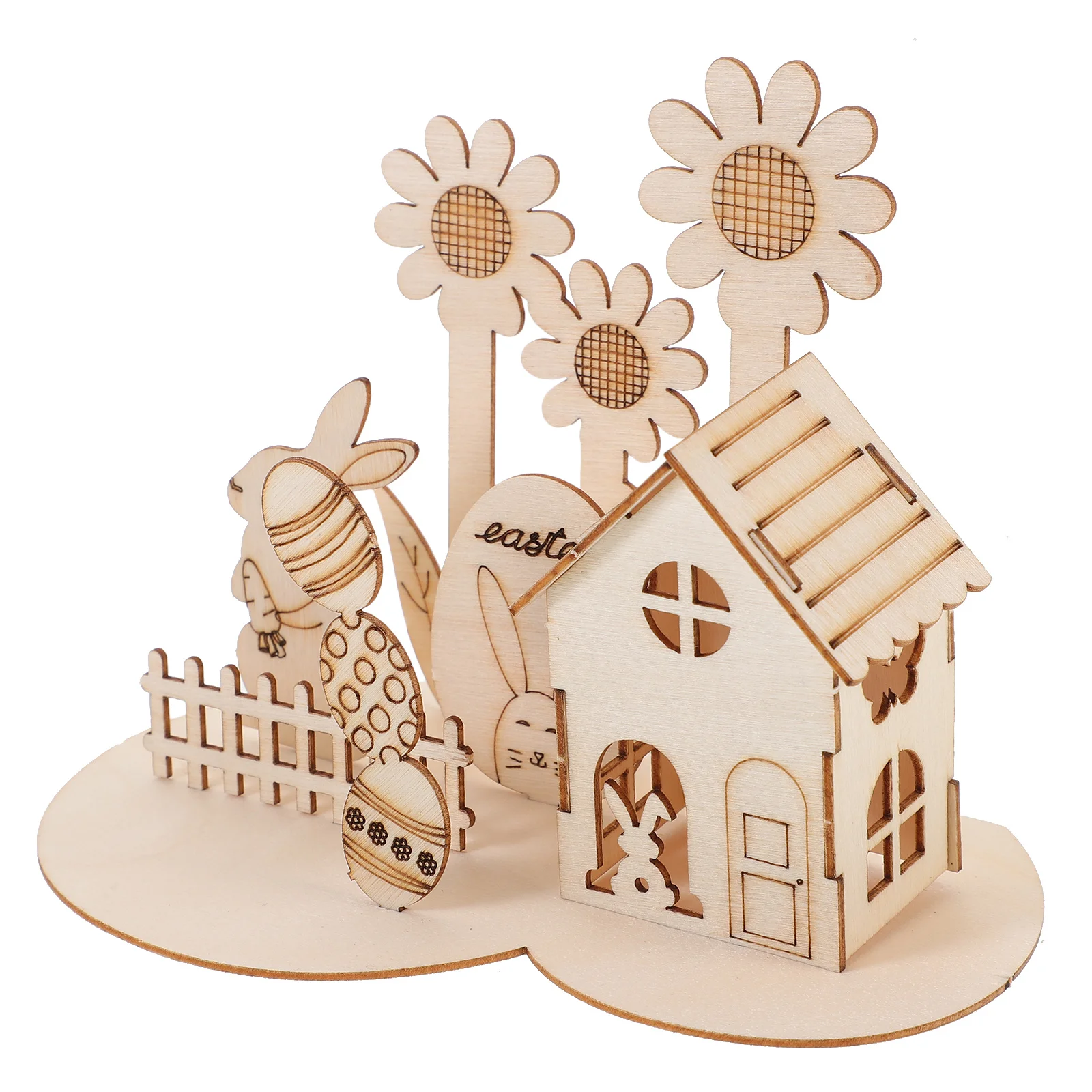 1Set Easter Egg Decoration 3D Wood Puzzle DIY Assembly Kids Learning Activity Educational Game for Children Toddlers