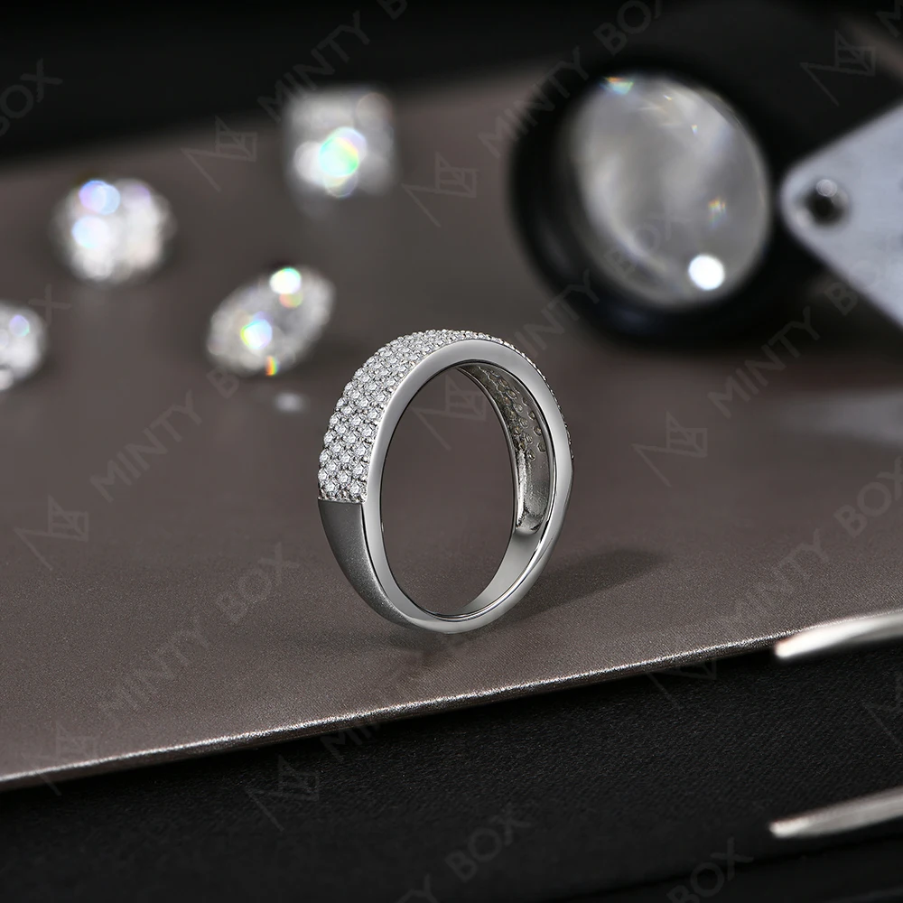 MINTYBOX Moissanite Wedding Band S925 Sterling Silver Ring for Women Lab Diamond Stackable Rings Engagement Fine Jewelry Gift