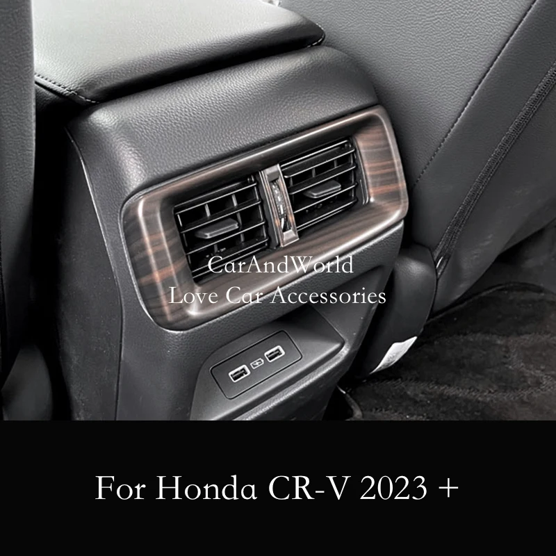 ABS ألياف الكربون الصف الخلفي تكييف الهواء منفذ تنفيس USB غطاء إطاري مقبلات الزخارف اكسسوارات السيارات لهوندا CRV CR-V 2022-2025