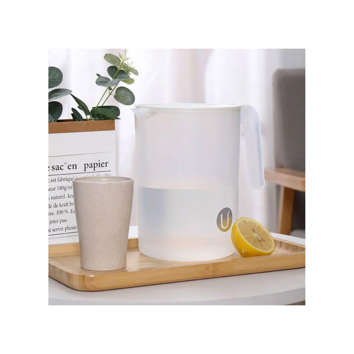 

1pc 2500Ml Large Capacity Cold Water Jug Plastic Beverage Pitcher Handle Explosion-Resistant Easy Open Lid Thanksgiving